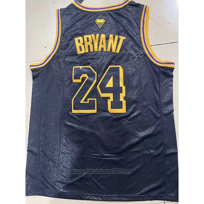 Camiseta Los Angeles Lakers Kobe Bryant #8 24 Black Mamba Snakeskin Negro